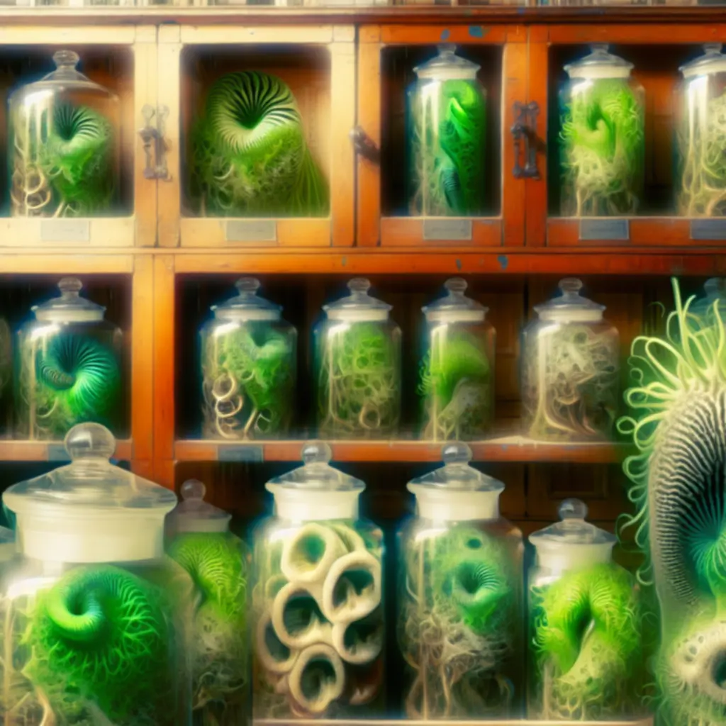 Szafka z tajemniczymi roślinami – kolekcja okazów w sklepiku