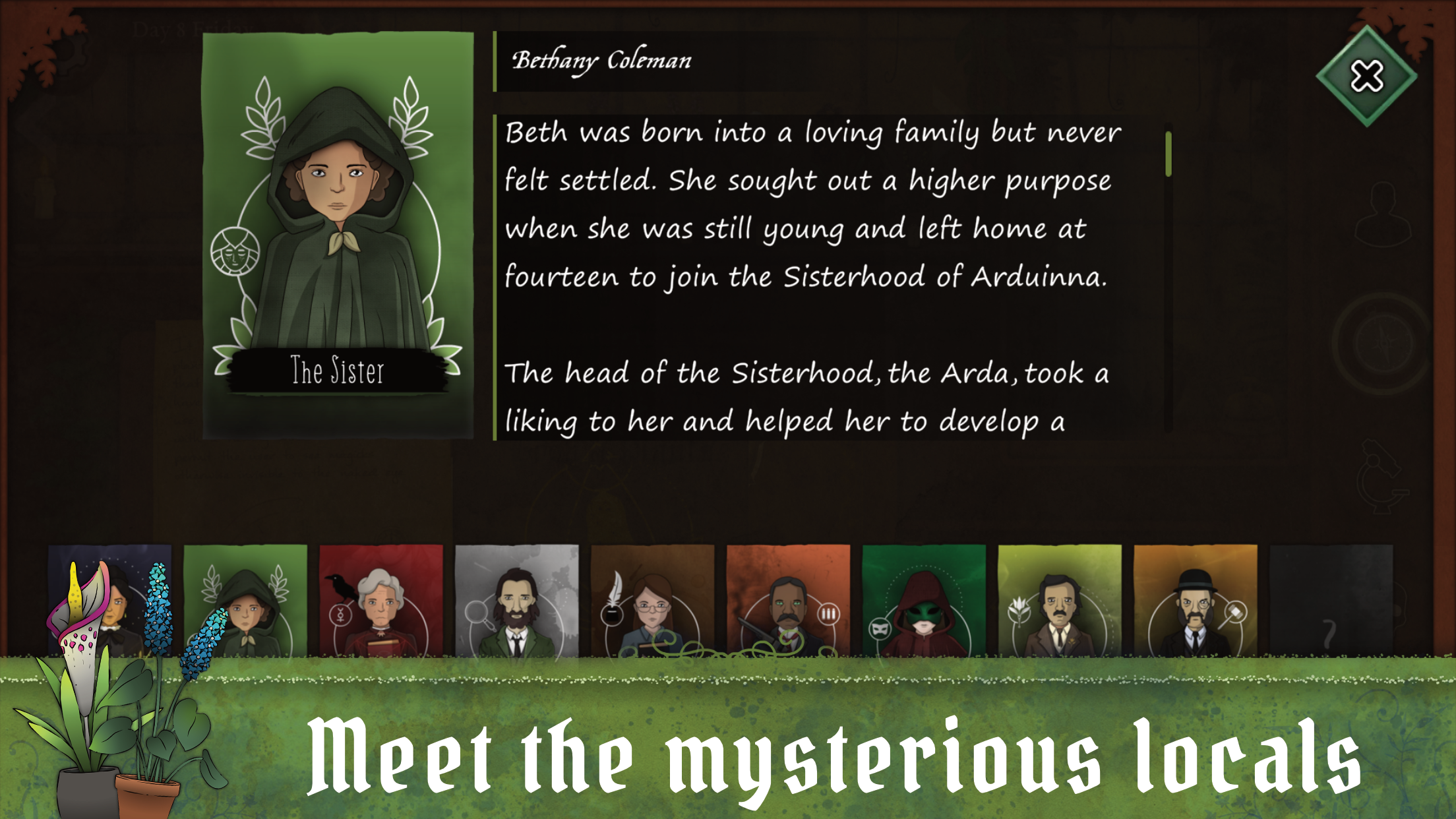 Zestaw ilustracji niezwykłych roślin z gry Strange Horticulture