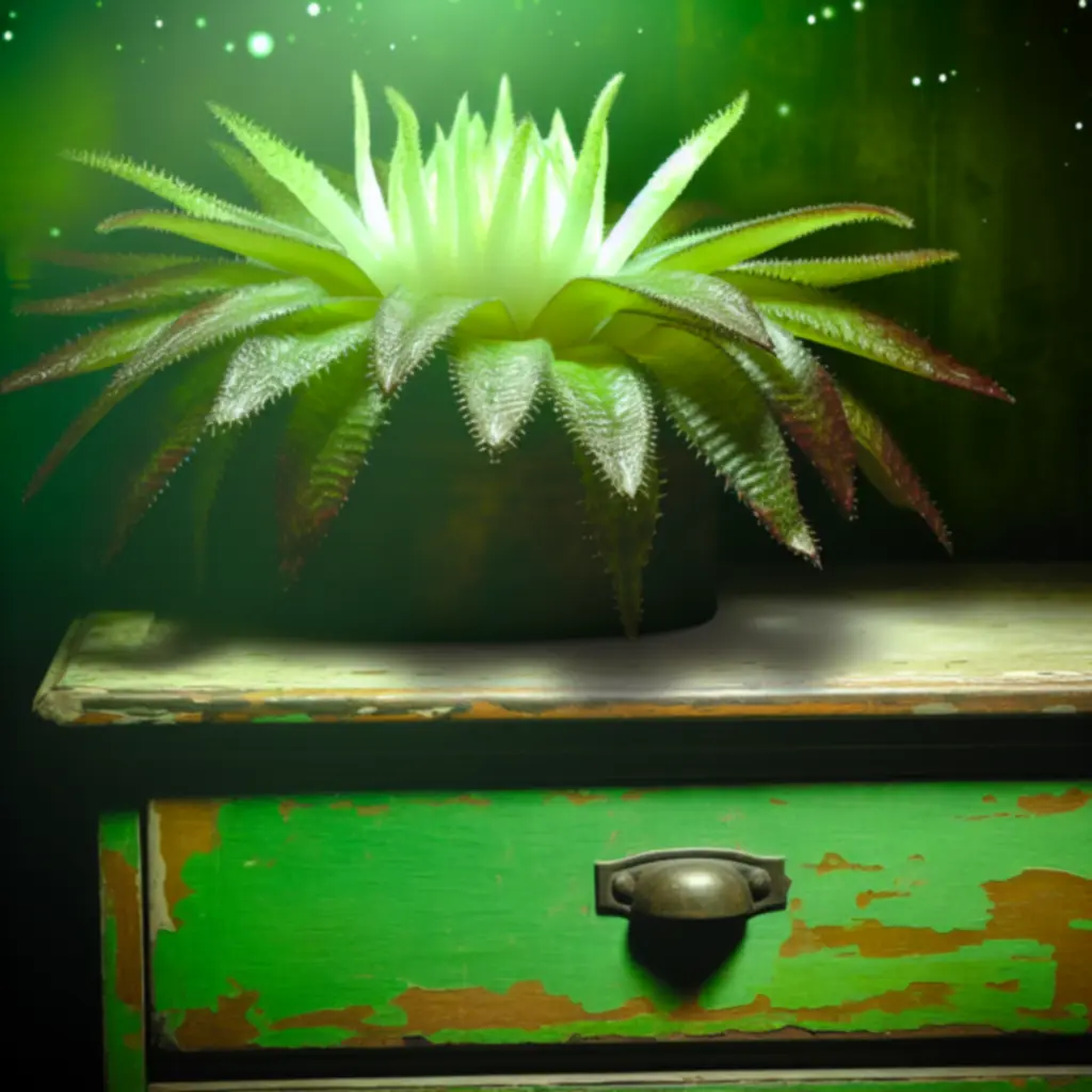 Zbliżenie tajemniczej rośliny z widocznymi liśćmi i kwiatem