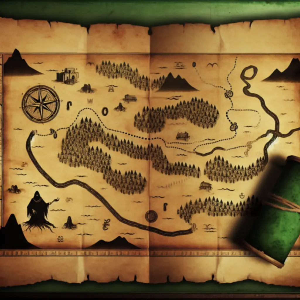 Stara mapa z zaznaczonymi lokacjami – eksploracja świata Strange Horticulture