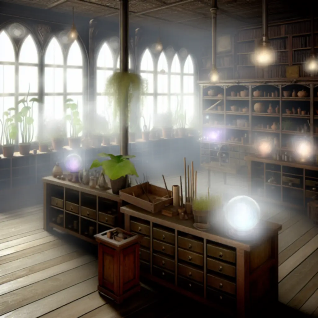 Nastrojowe wnętrze sklepu z roślinami w Strange Horticulture